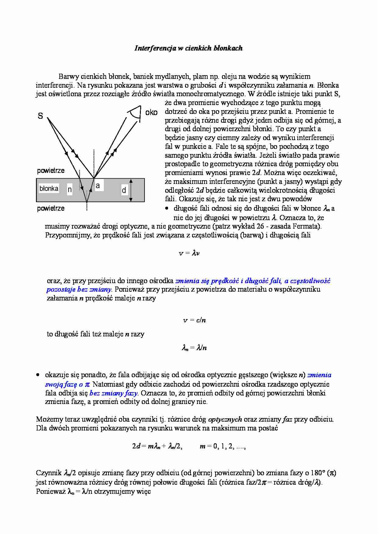 Interferencja w cienkich błonkach - strona 1