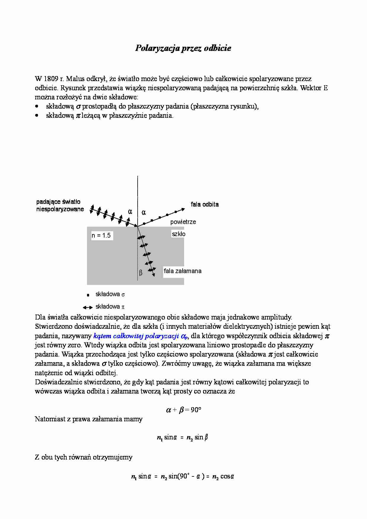 Polaryzacja przez odbicie - strona 1