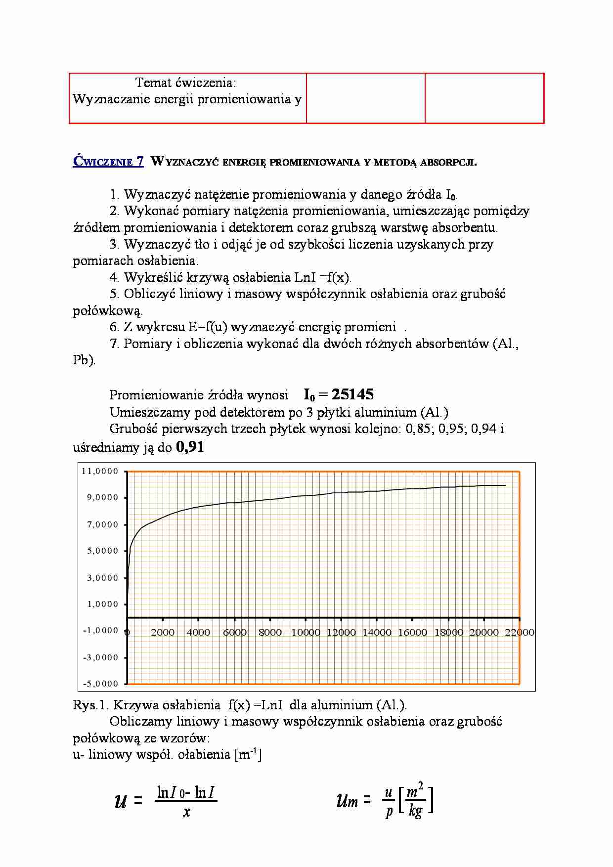Wyznaczyć energię promieniowania metodą absorpcji. - strona 1