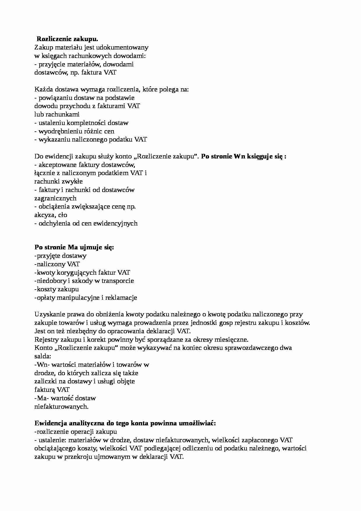 Rozliczenie zakupu - strona 1