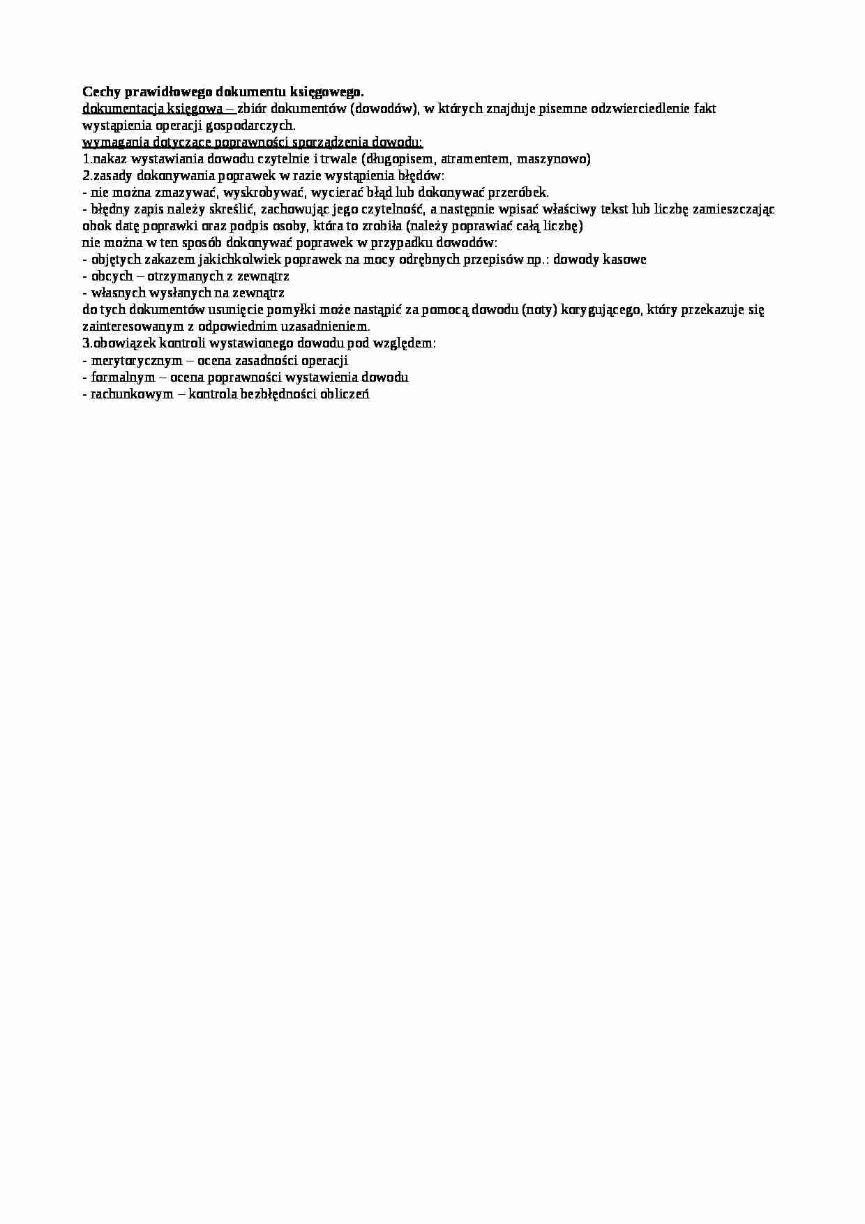 Cechy prawidłowego dokumentu księgowego - strona 1