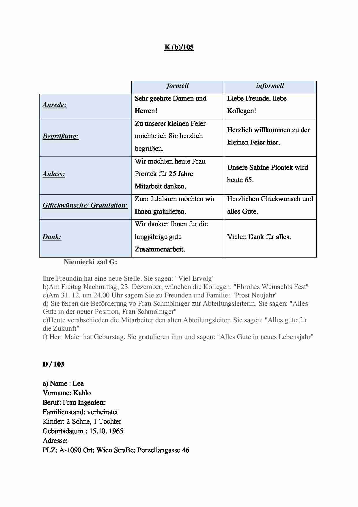 Zadania z języka niemieckiego - strona 1