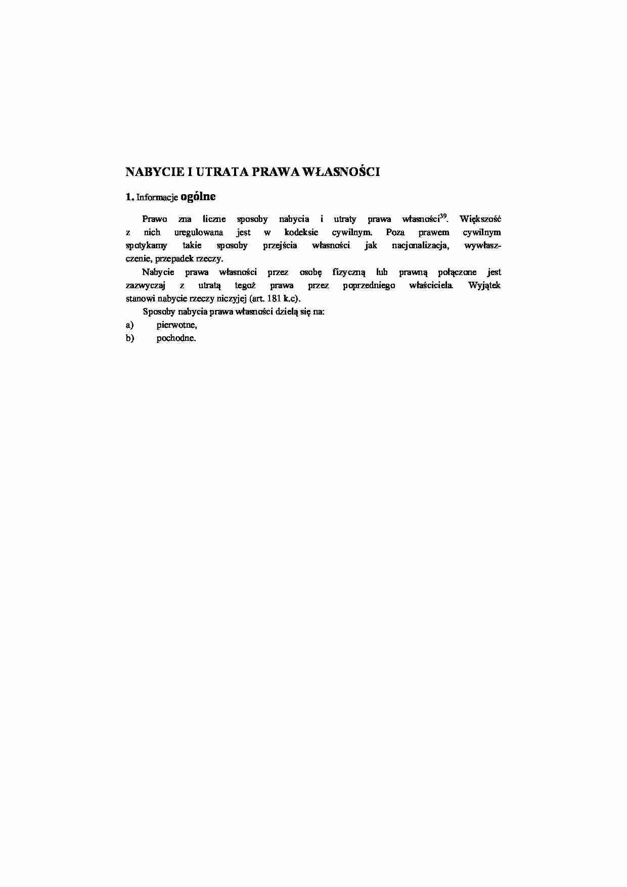Nabycie i utrata prawa własności - Zasiedzenie - strona 1