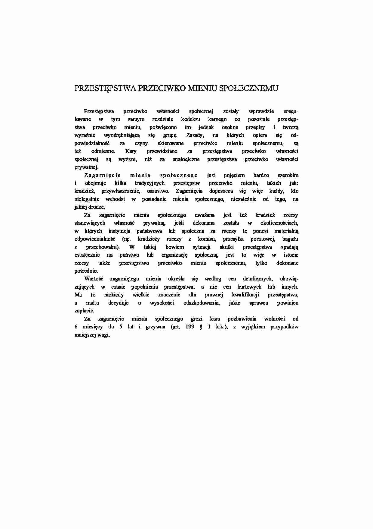 Przestępstwa przeciwko mieniu społecznemu - strona 1