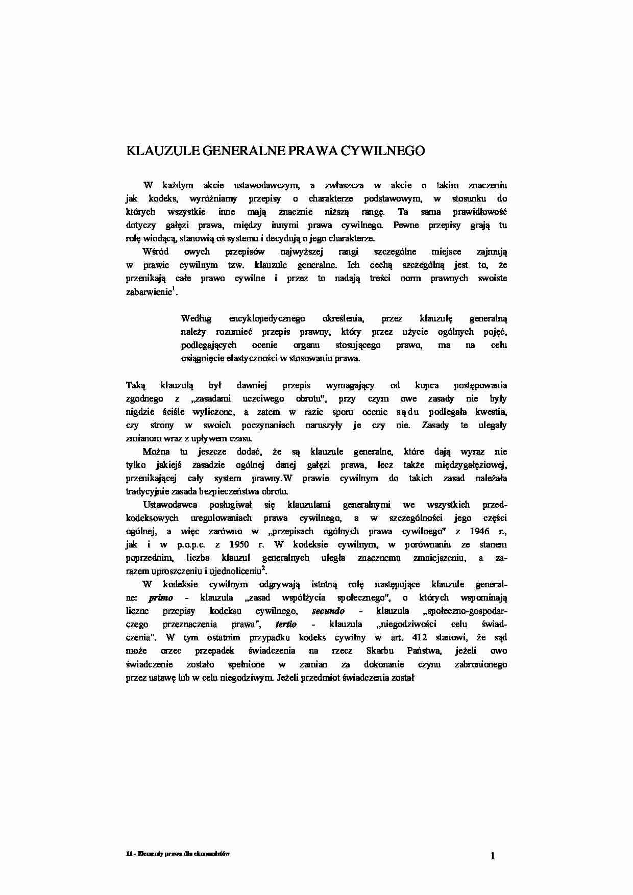 Klauzule generalne prawa cywilnego - strona 1