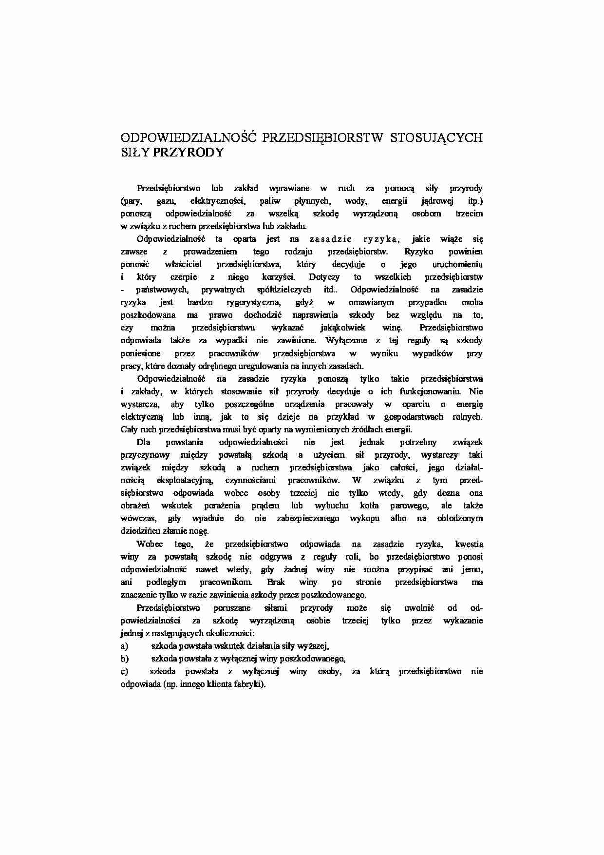 Odpowiedzialność przedsiębiorstw wykorzystujących siły przyrody - strona 1