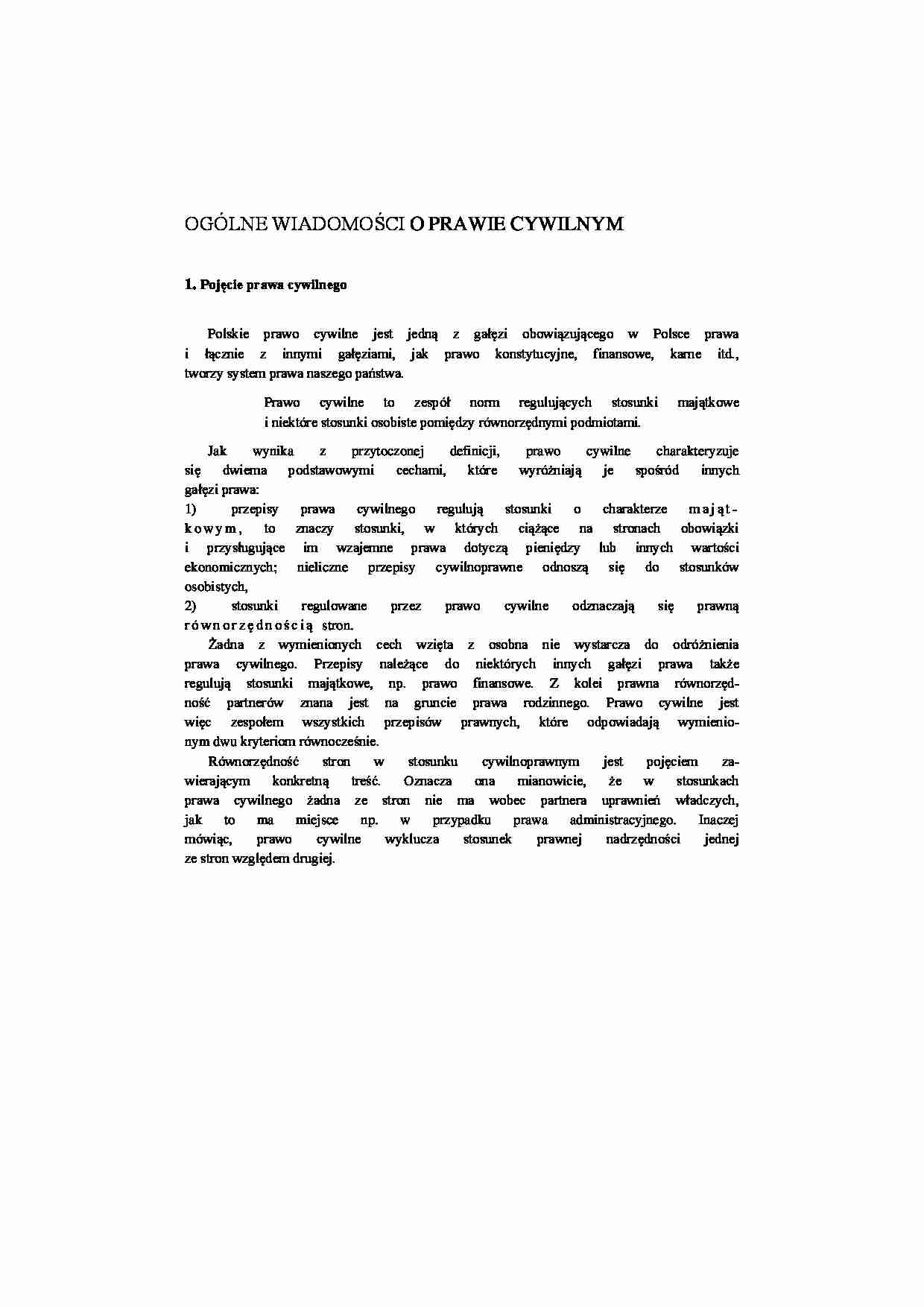 Ogólne informacje o prawie cywilnym - strona 1