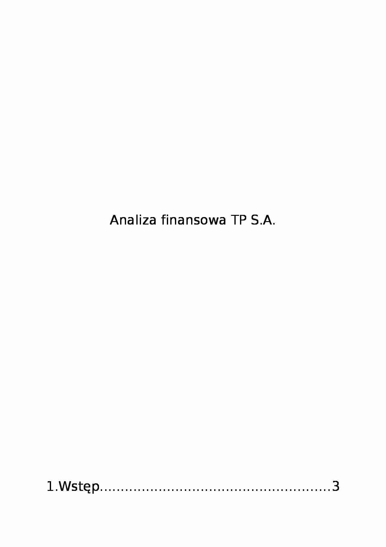 Analiza finansowa TP S.A (11 stron) - strona 1