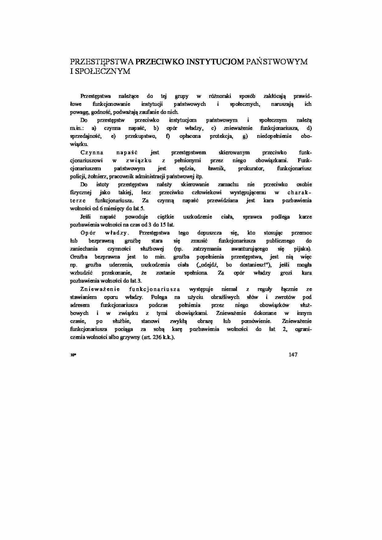 Przestępstwa przeciwko instytucjom państwowym i społecznym - strona 1