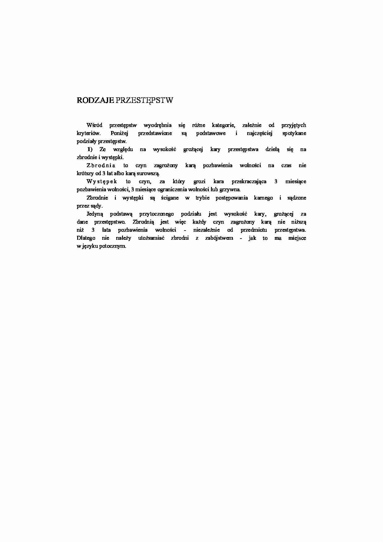 Rodzaje popełnianych przestępstw - strona 1
