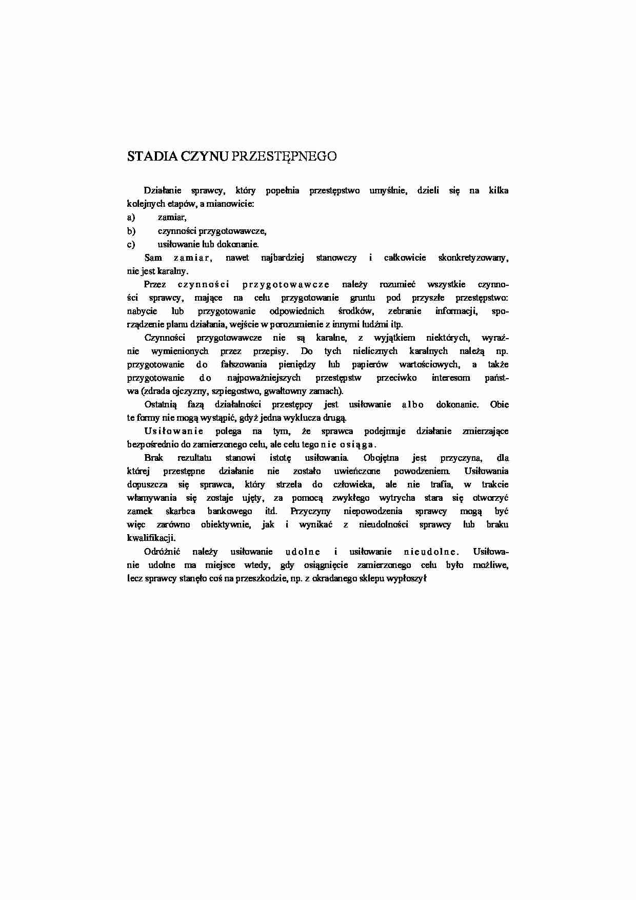 Stadia czynu przestępczego - strona 1
