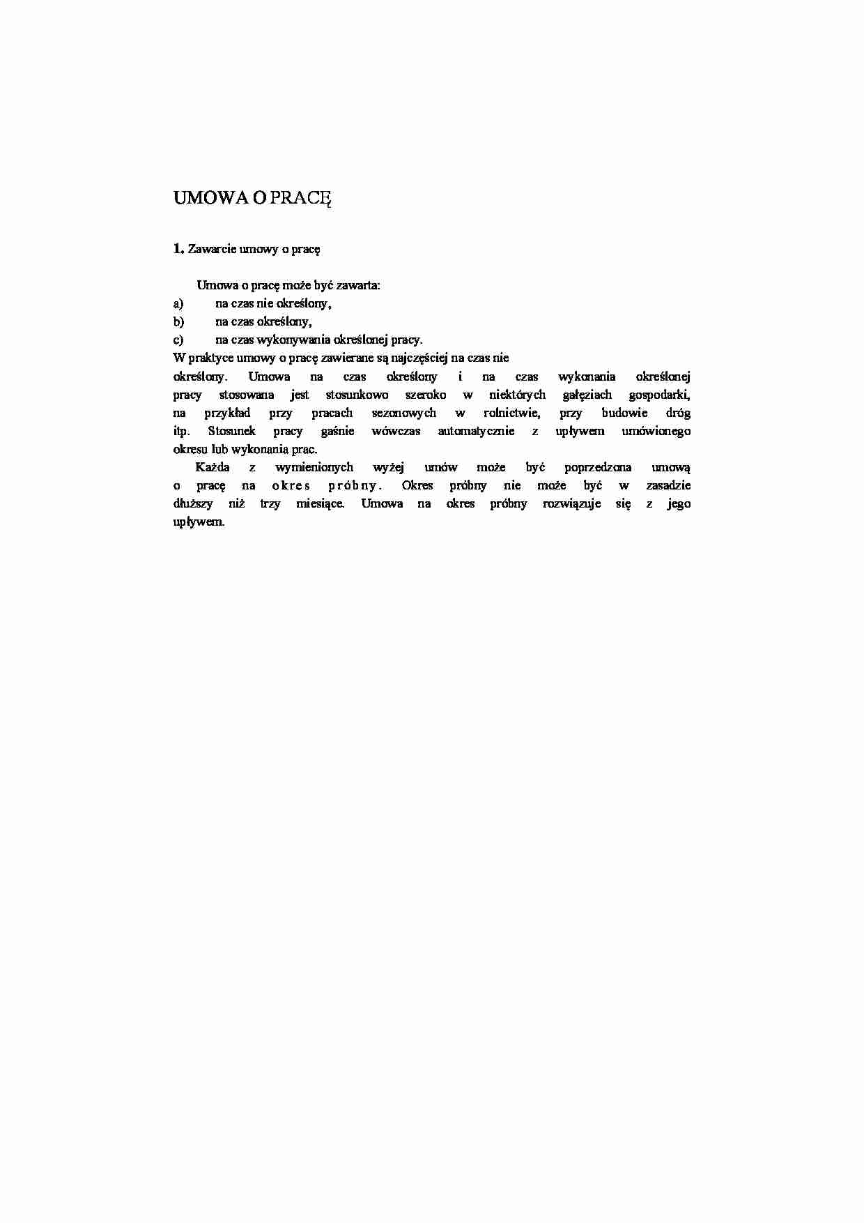 Umowa o pracę - strona 1