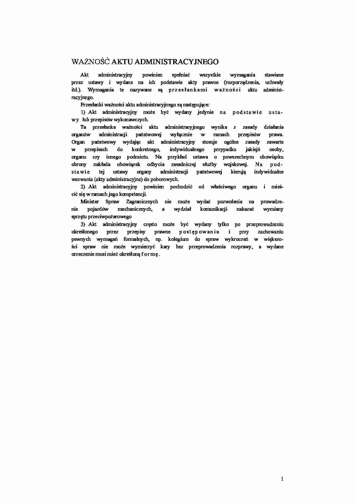 Ważność aktu admistracyjnego - strona 1