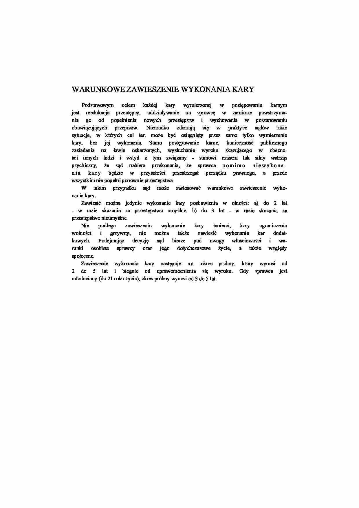 Warunkowe zawieszenie wykonania kary - strona 1