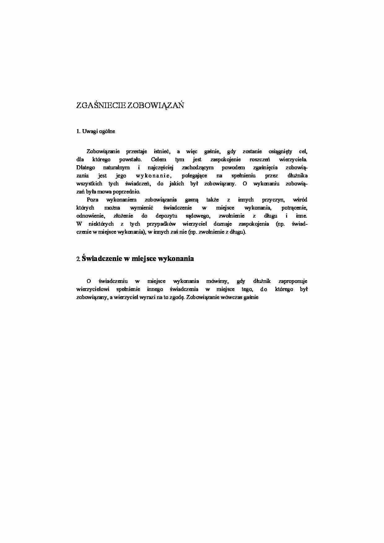 Zgaśnięcie zobowiązań - uwagi ogólne - strona 1