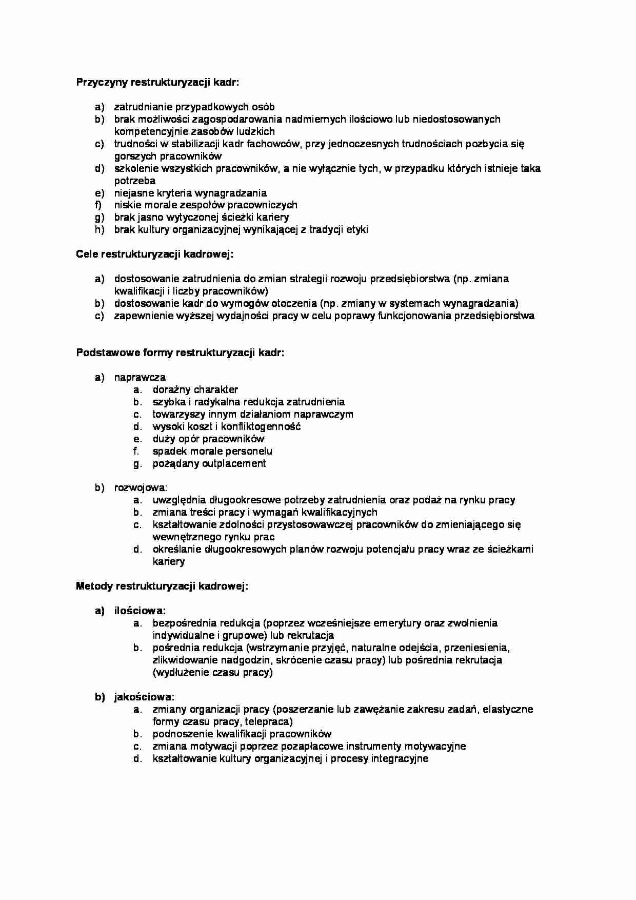 Przyczyny restrukturyzacji kadr - strona 1