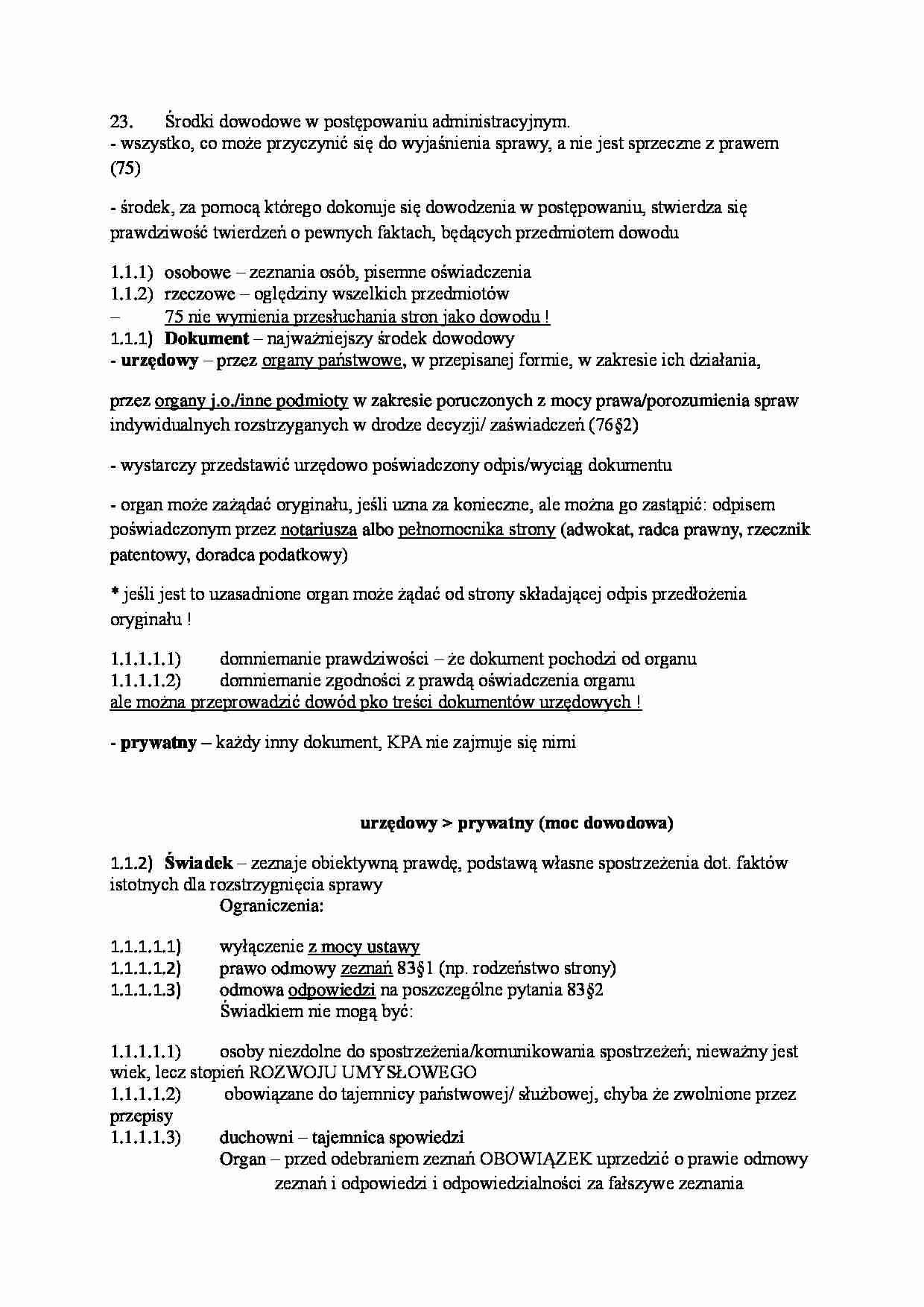 Środki dowodowe w postępowaniu administracyjnym. - strona 1