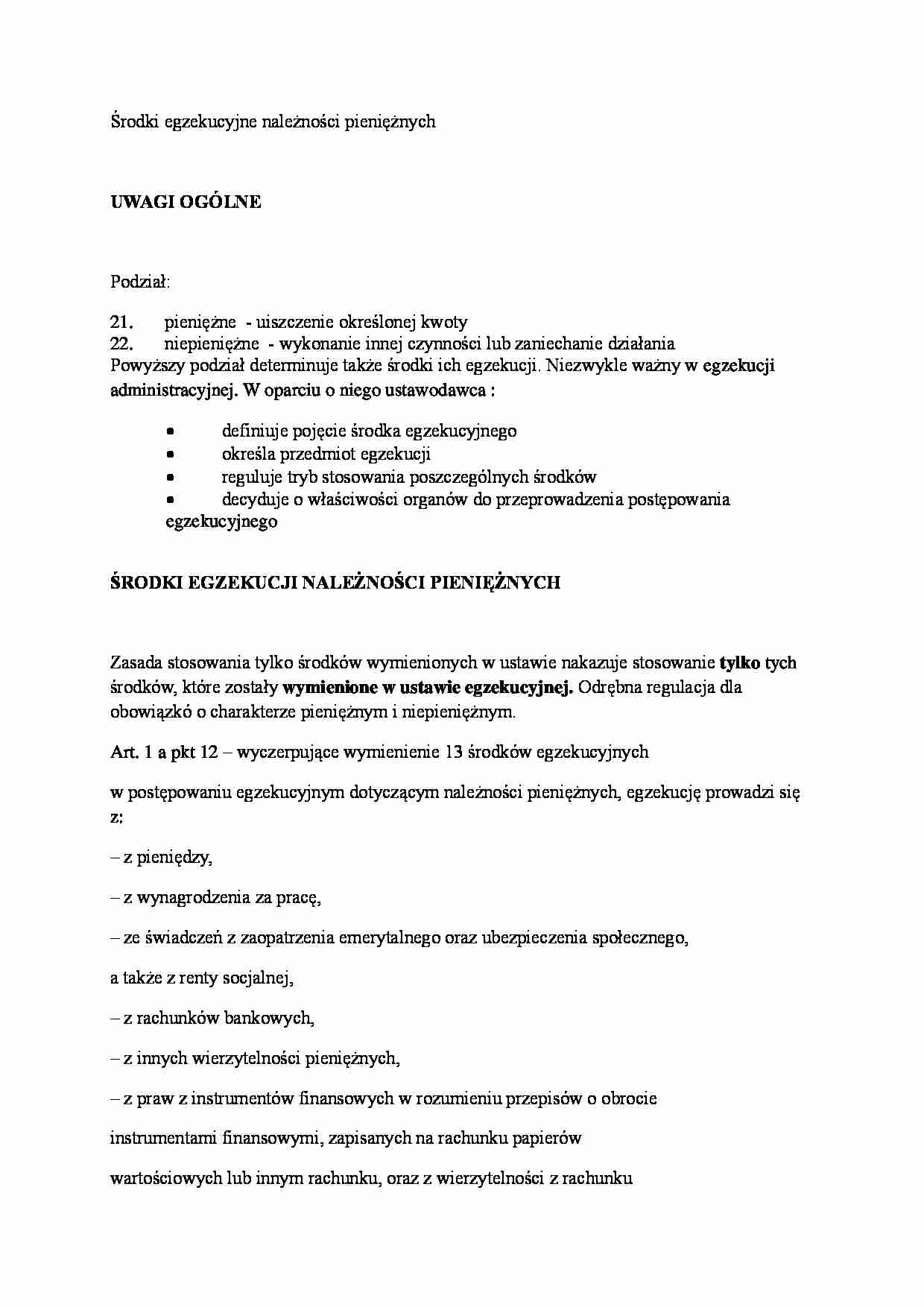 Środki egzekucyjne należności pieniężnych - strona 1