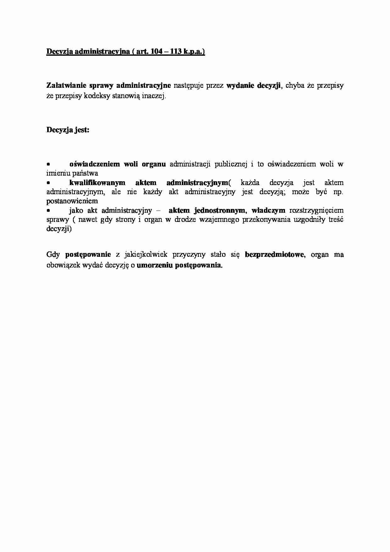 Postępowanie administracyjne - decyzja - strona 1