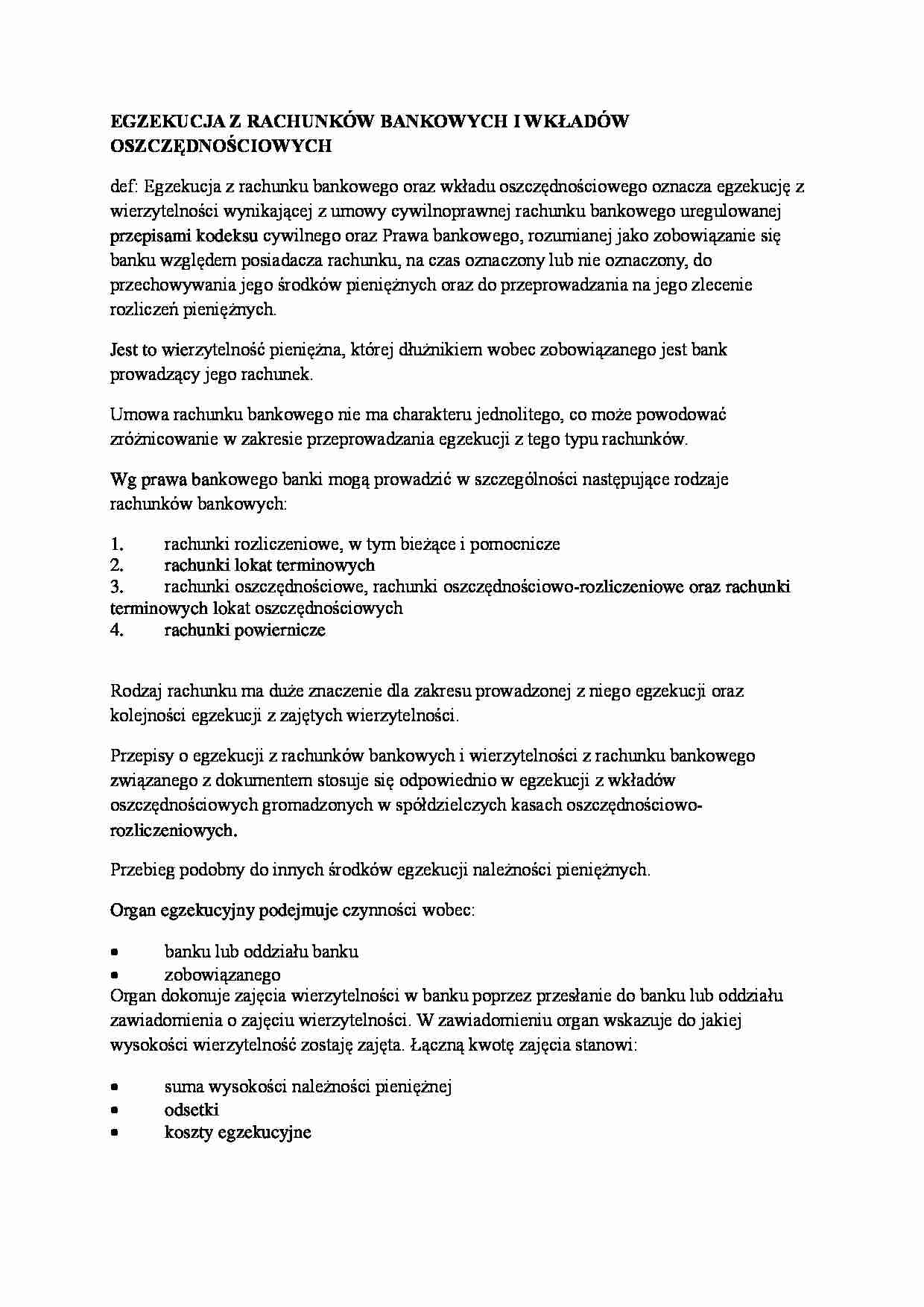 Egzekucja z rachunków bankowych - strona 1