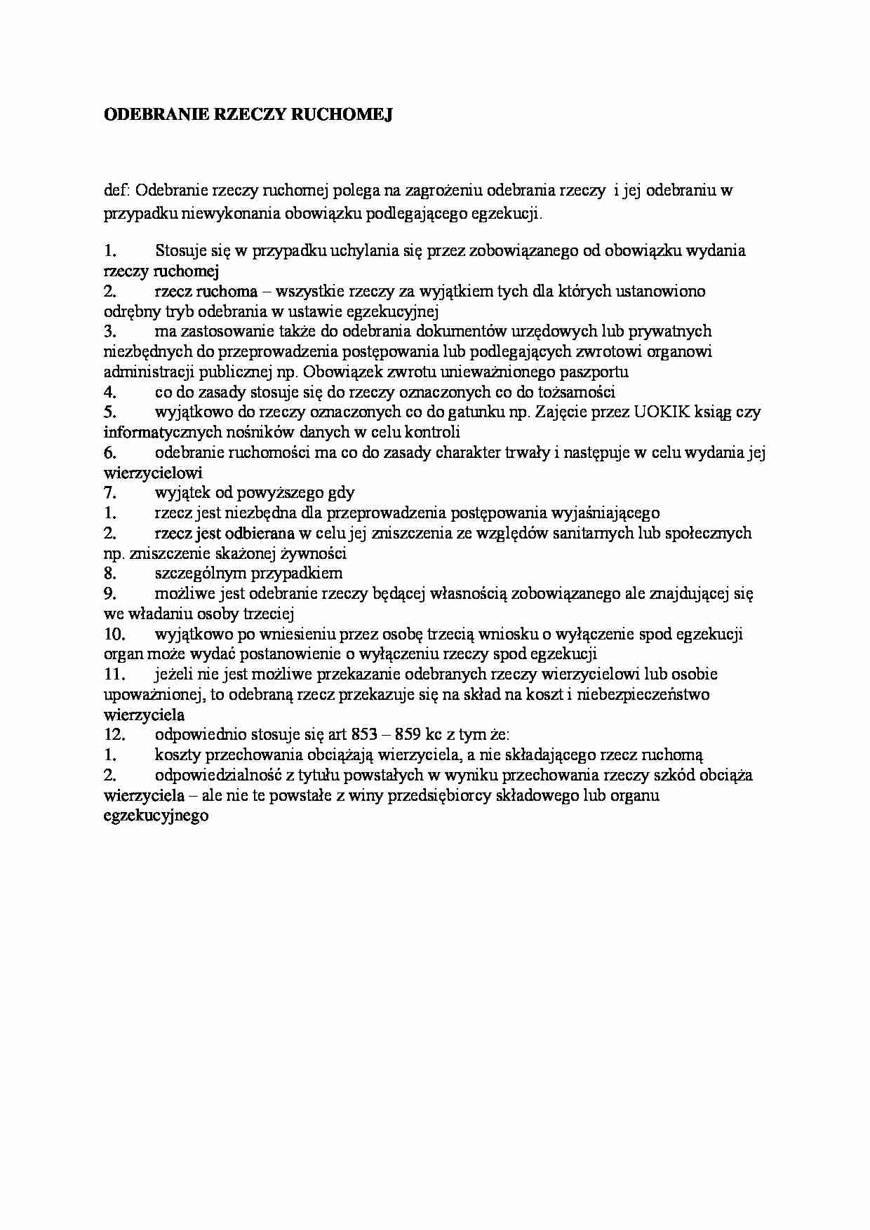 Odebranie rzeczy ruchomej - Wierzyciel - strona 1