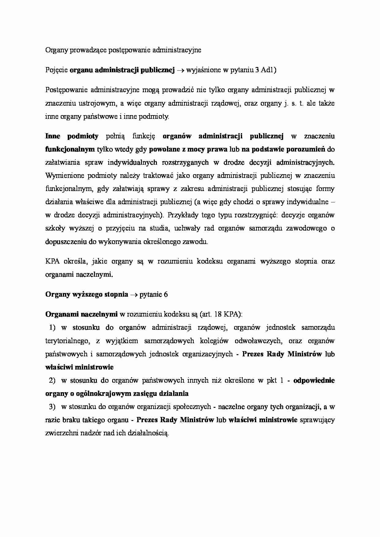 Organy prowadzące postępowanie administracyjne - strona 1