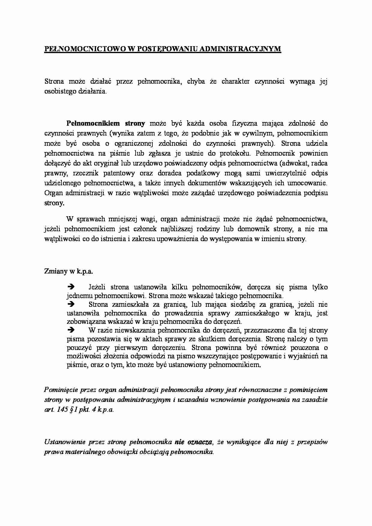 Pełnomocnictwo w postępowaniu administracyjnym - strona 1