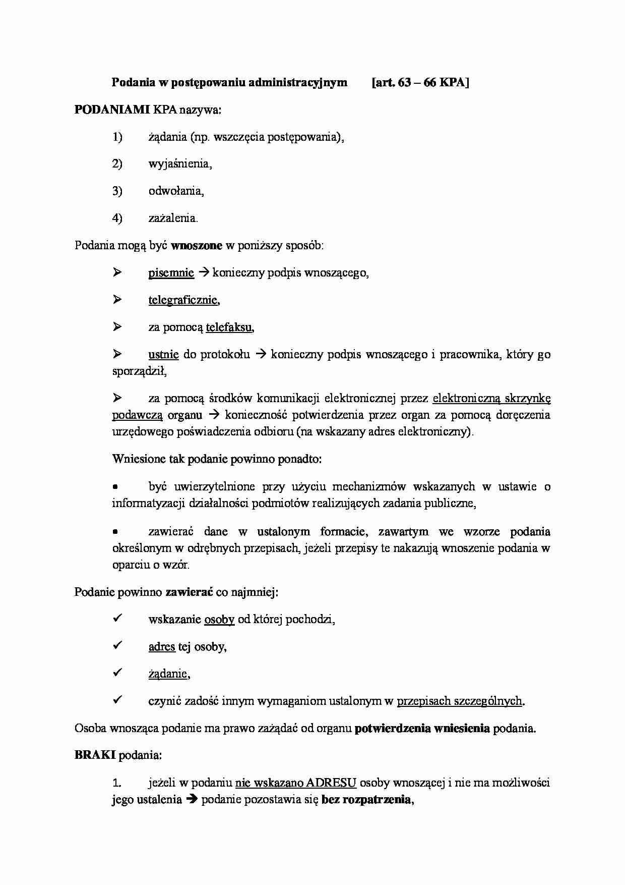 Podania w postępowaniu administracyjnym - strona 1