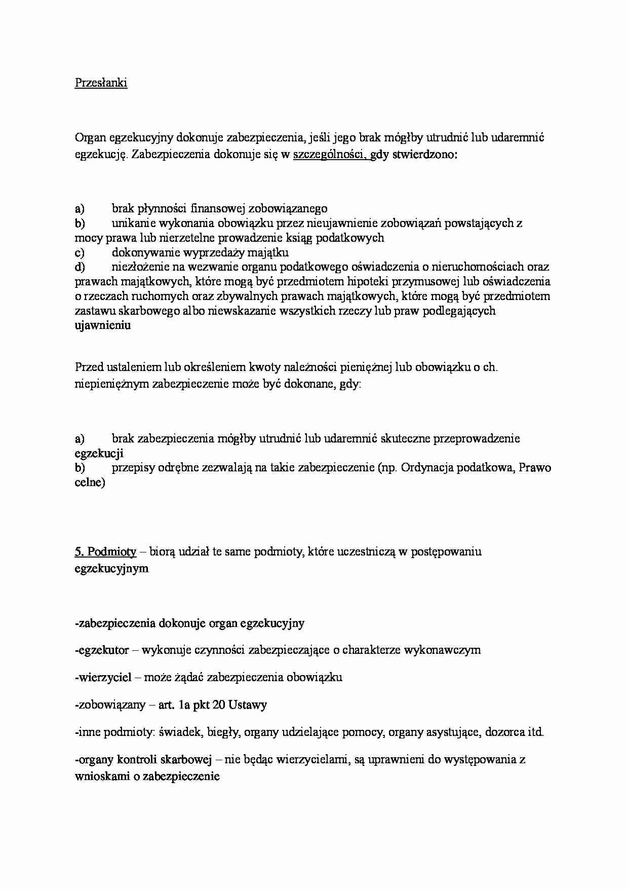 Przesłanki postepowania zabezpieczającego - strona 1