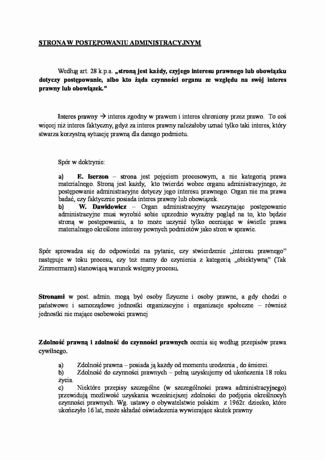Strona w postępowaniu administracyjnym - strona 1