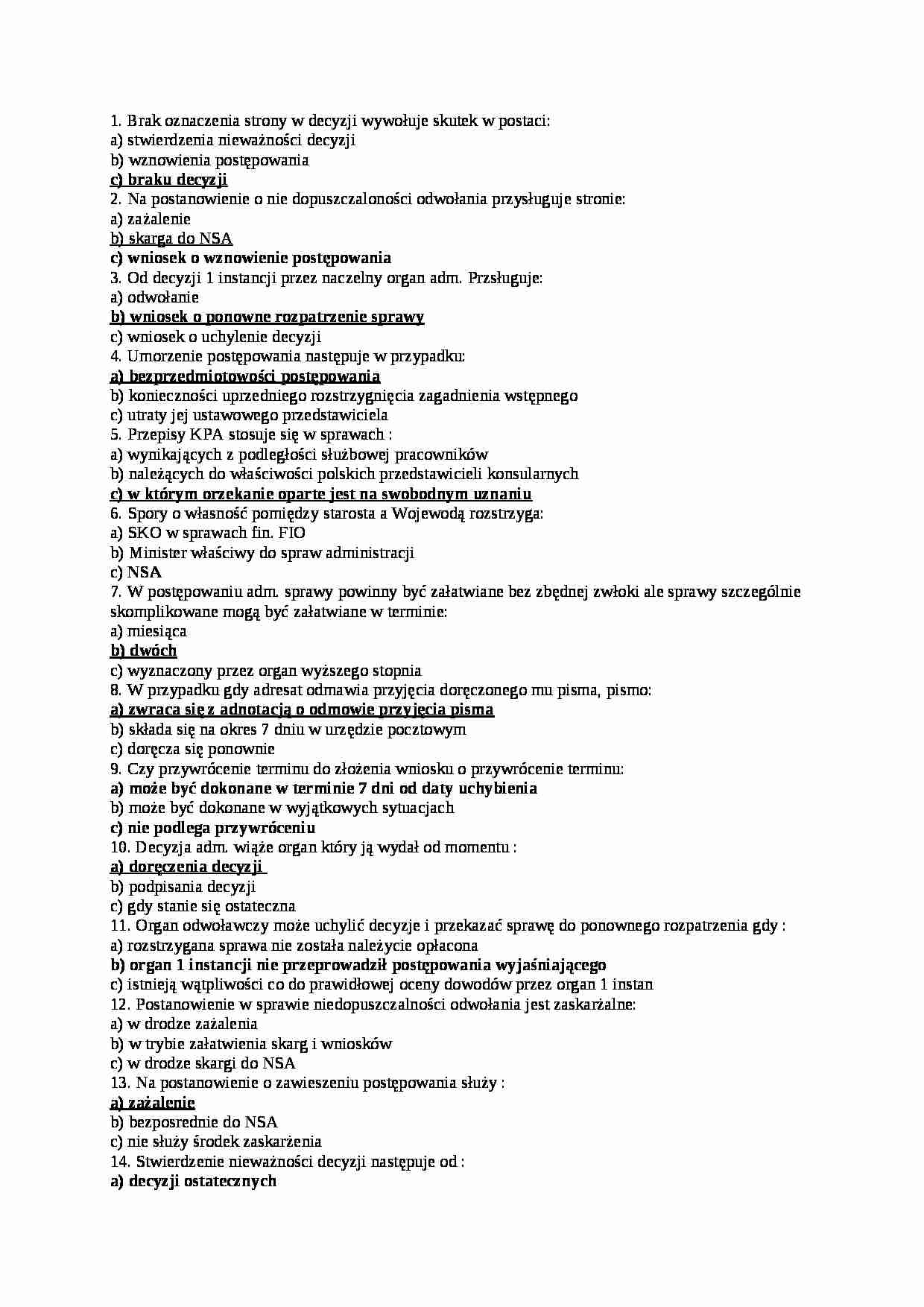 Postępowanie administracyjne - test 5 - strona 1