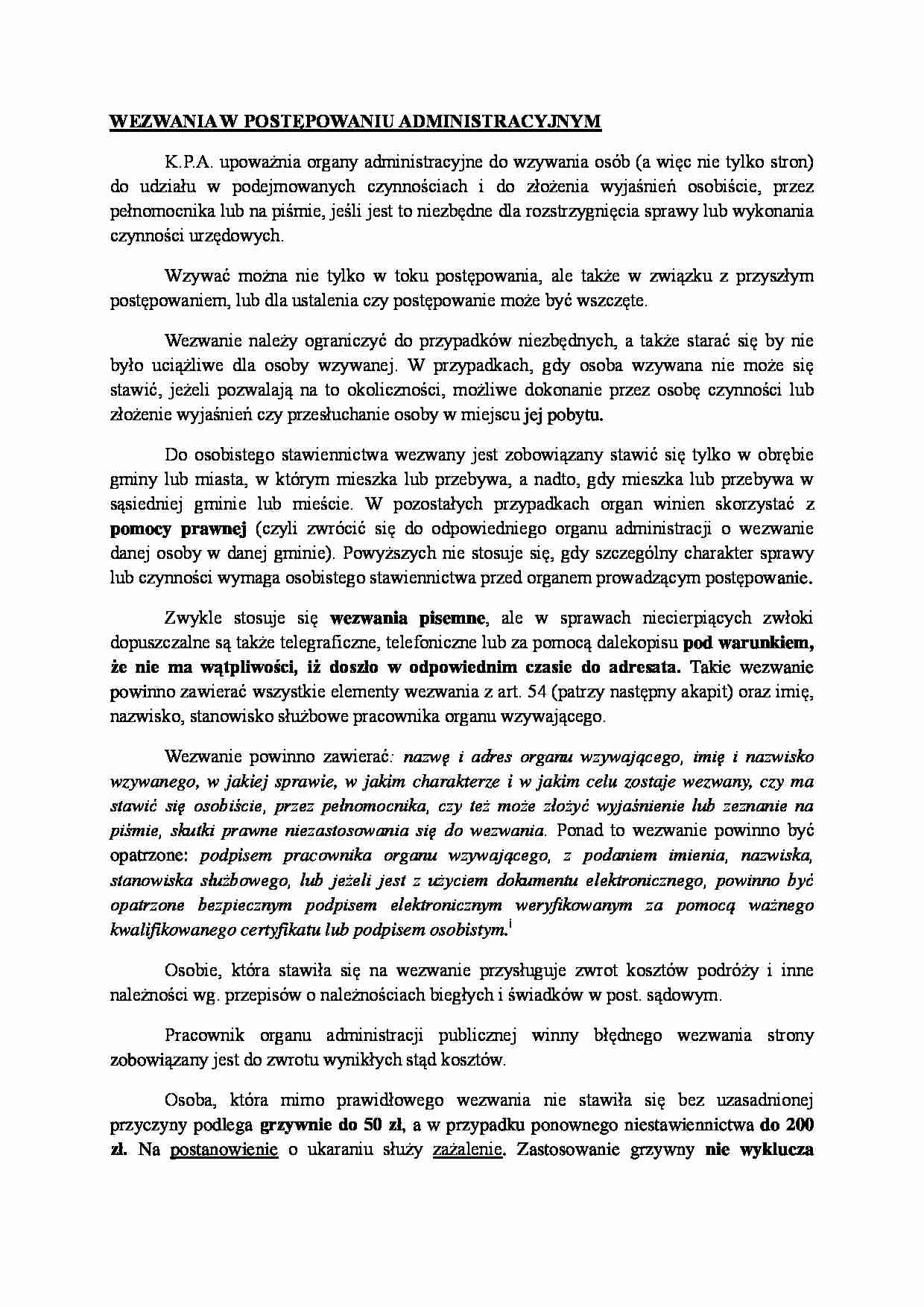 Wezwania w postępowaniu administracyjnym - strona 1