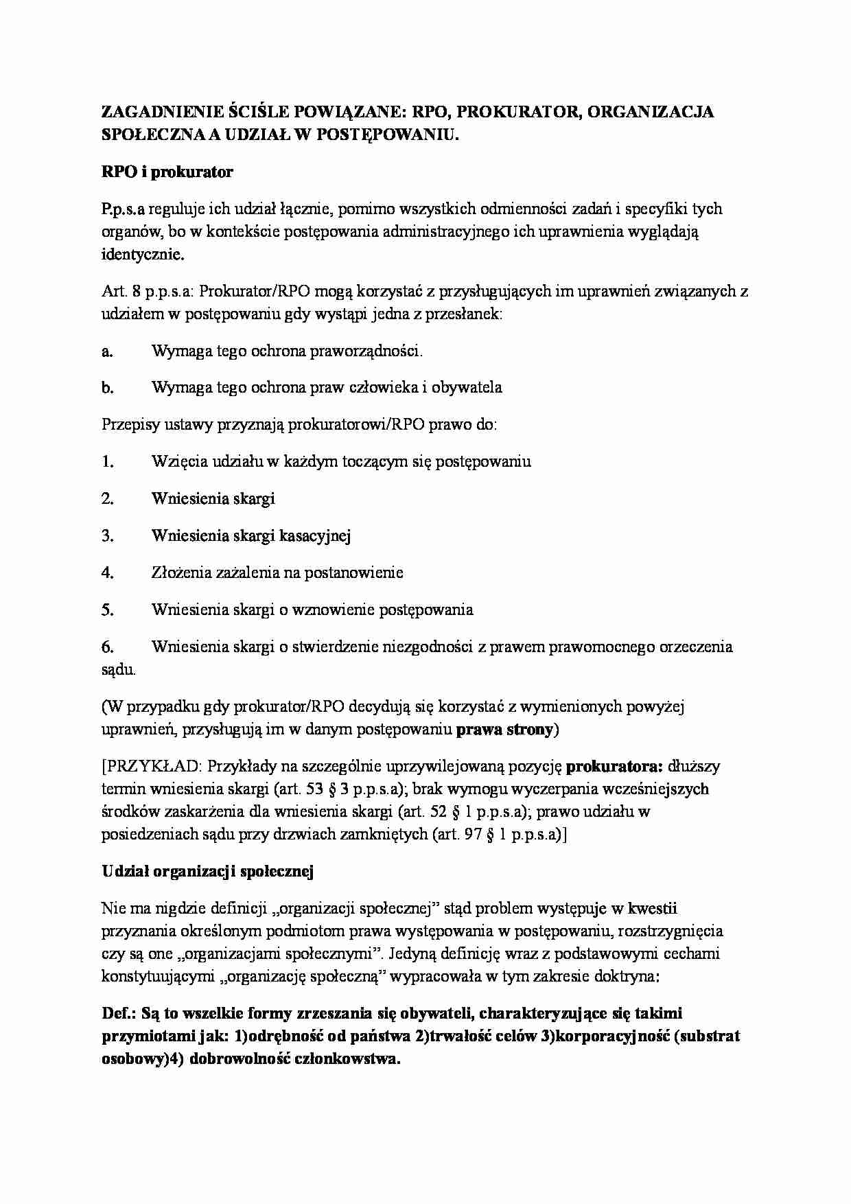 Prokurator, organizacja społeczna - strona 1