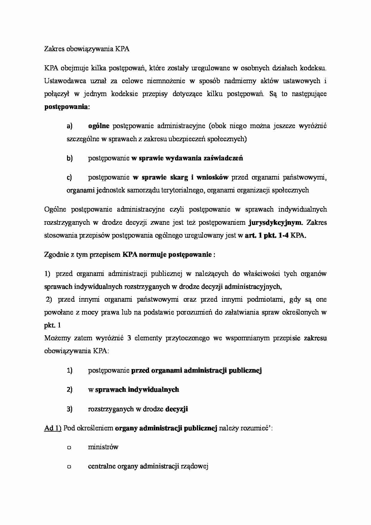 Zakres obowiązywania KPA - strona 1