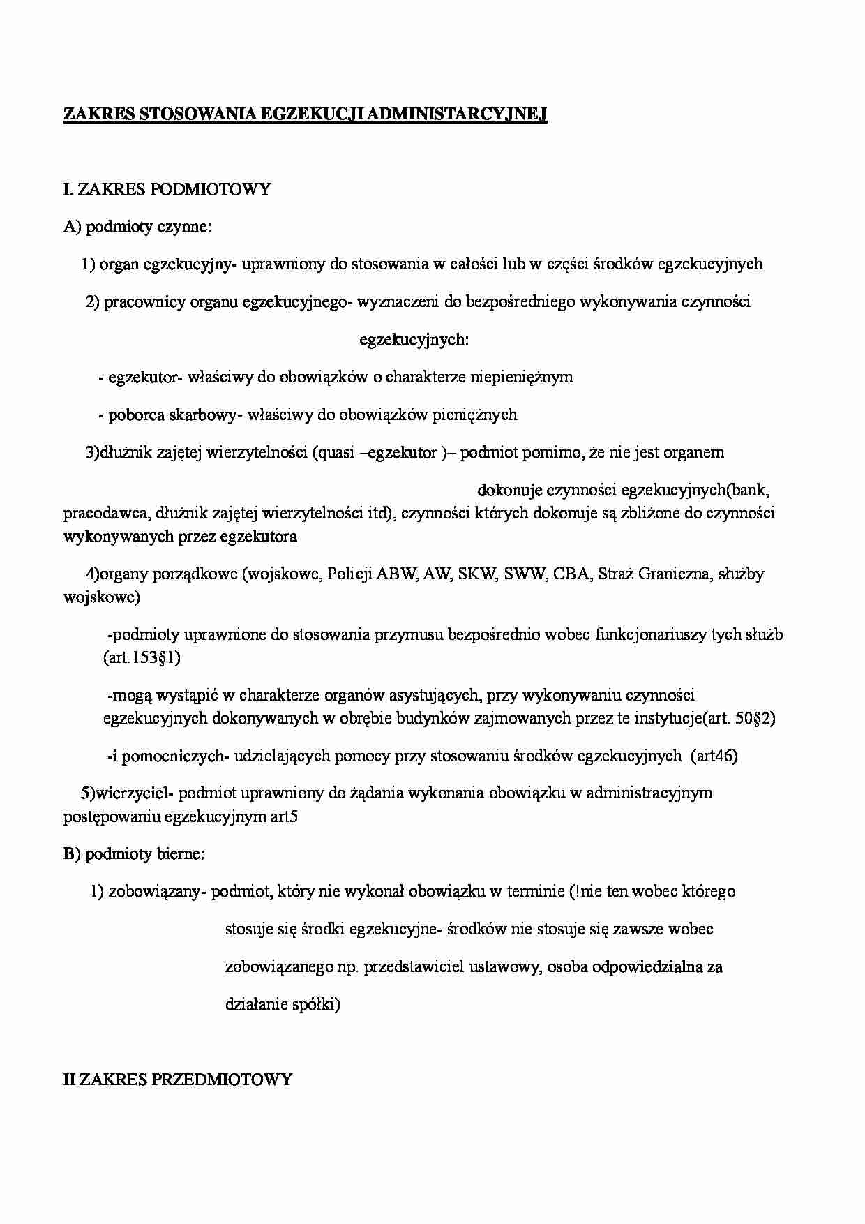 Zakres stosowania egzekucji - strona 1
