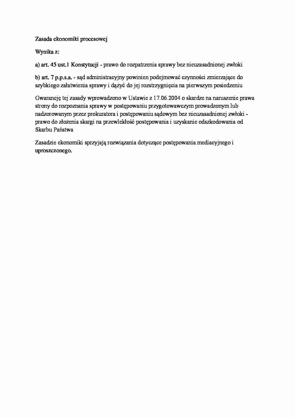 Zasada ekonomiki procesowej - strona 1