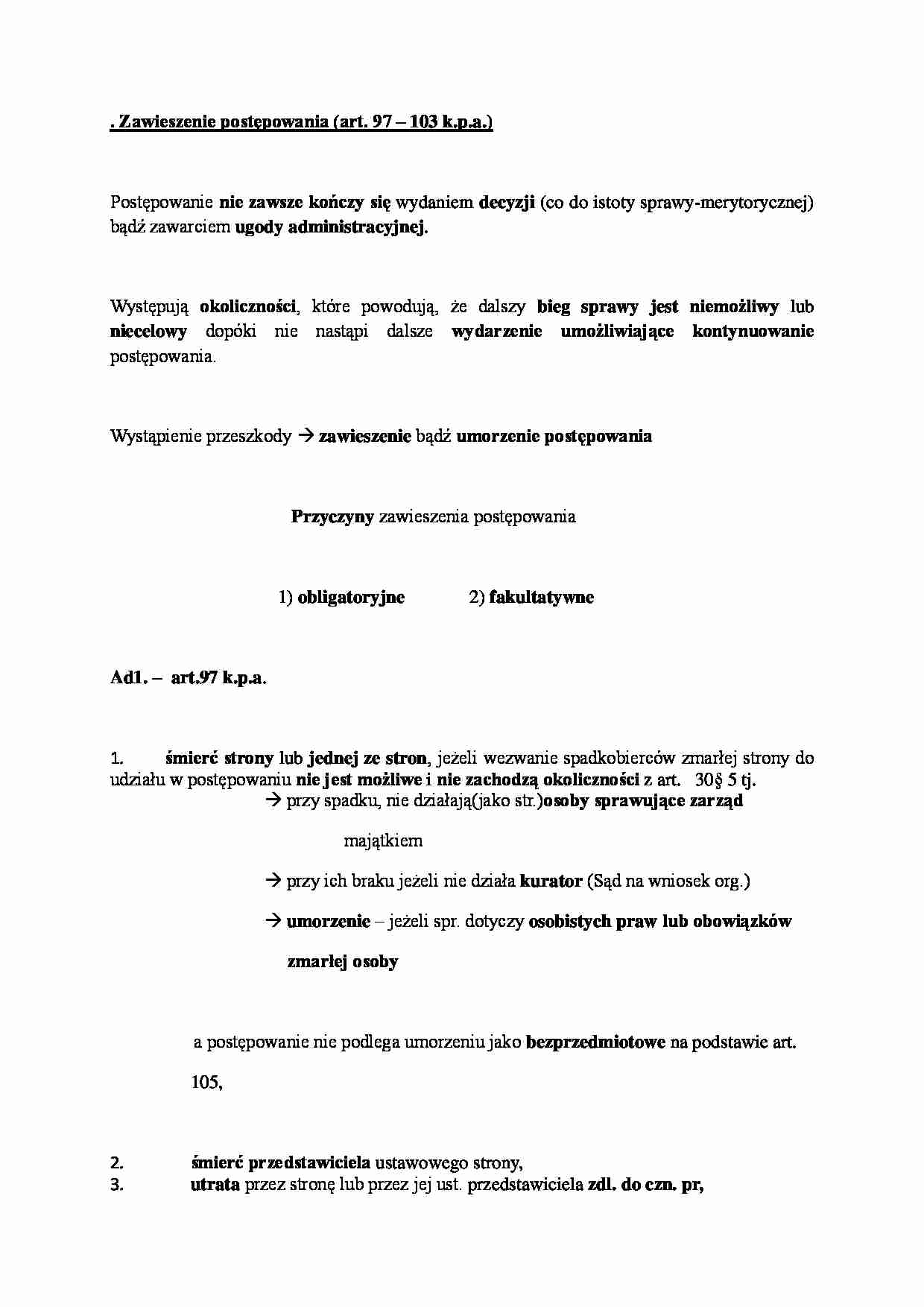 Postępowanie administracyjne - zawieszenie postępowania - strona 1