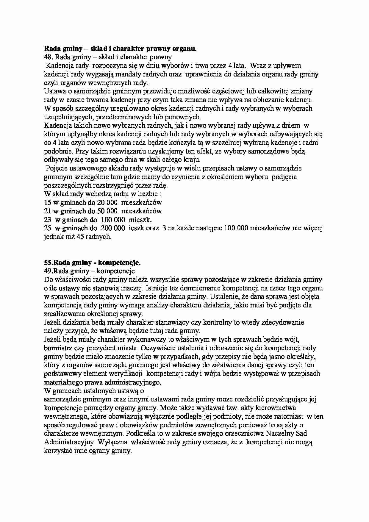 Rada gminy - kompetencje - strona 1