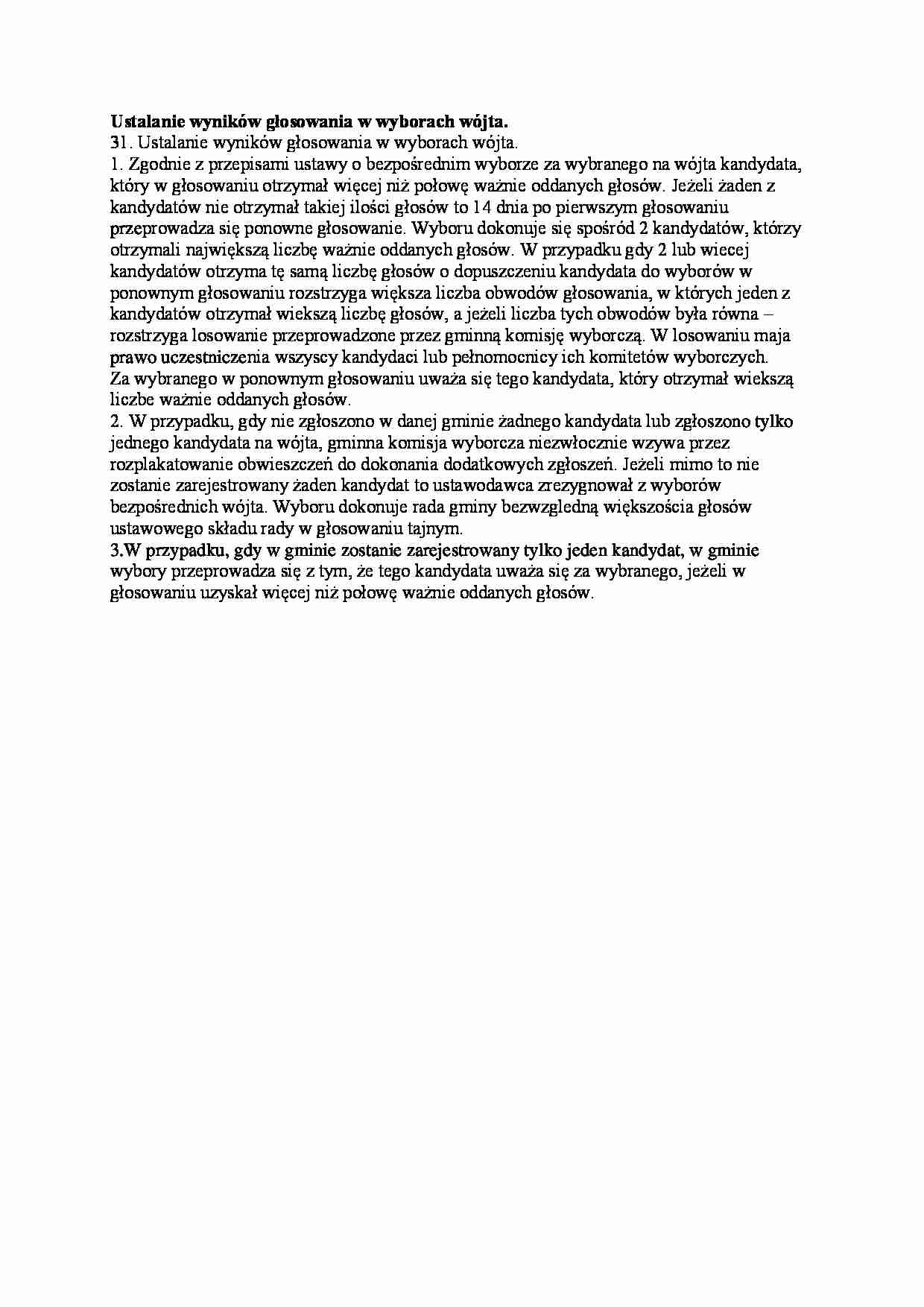 Ustalanie wyników głosowania w wyborach wójta - strona 1