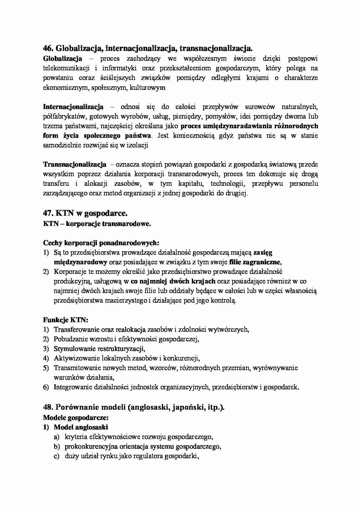 Opracowanie zagadnień z ekonomii 10 - strona 1