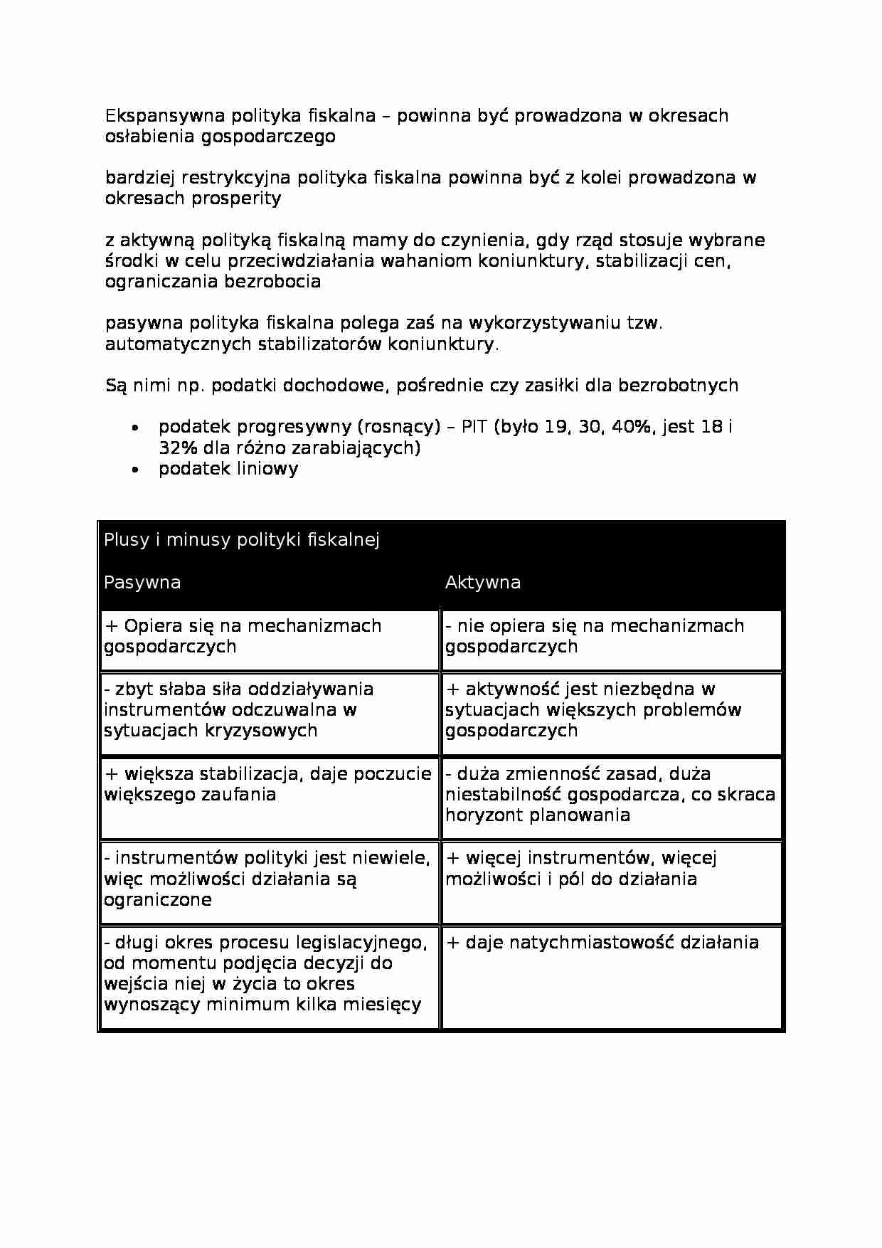 Ekonomia - Polityka fiskalna - strona 1