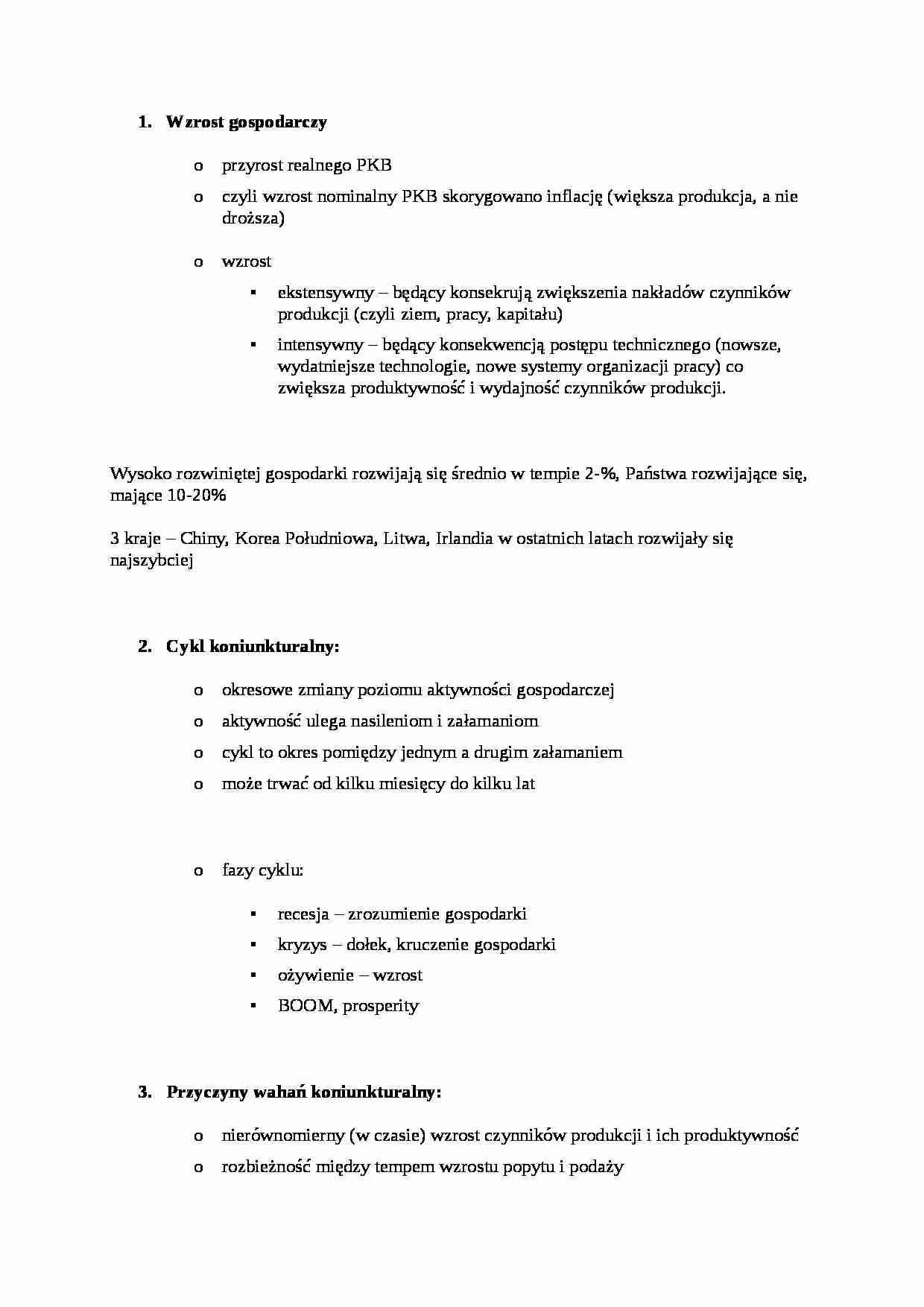 Wzrost gospodarczy, cykl koniukturalny - strona 1