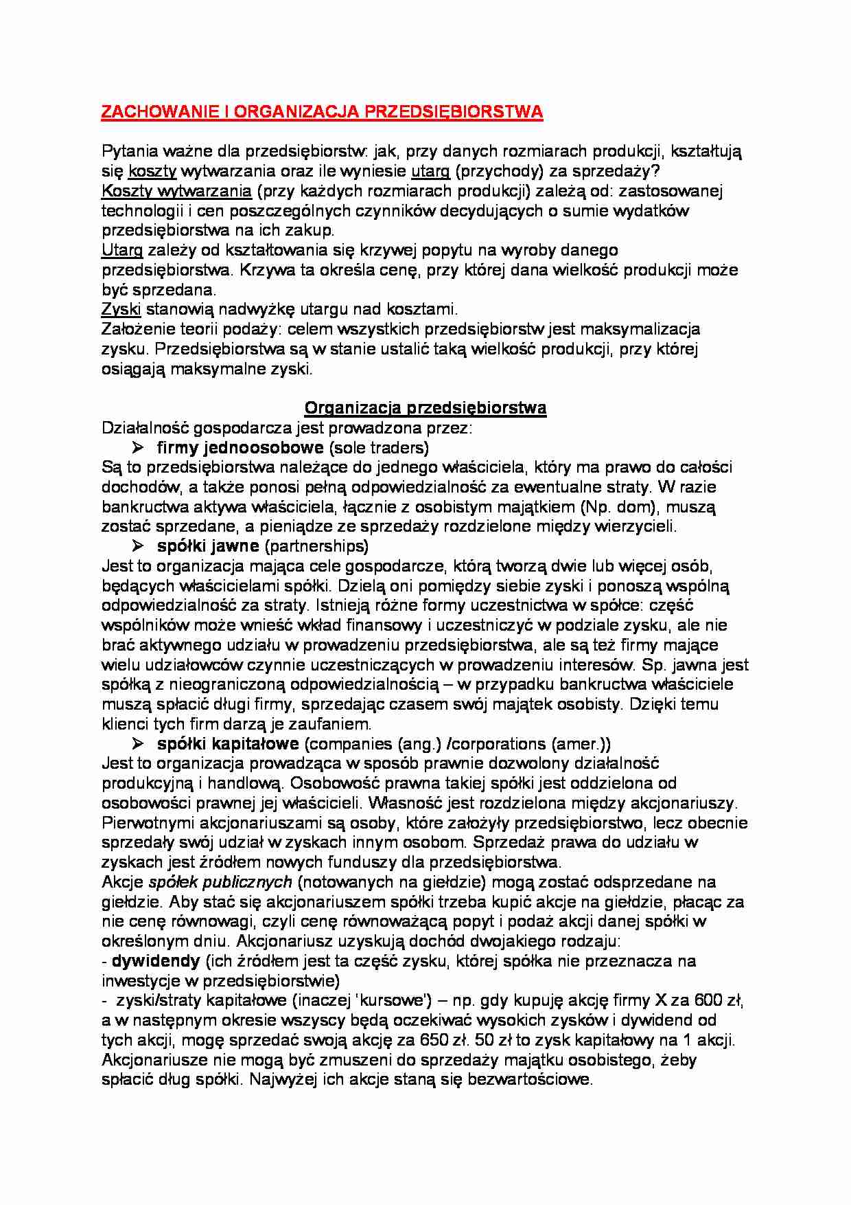 Zachowanie i organizacja przedsiębiorstwa cz 1 - strona 1