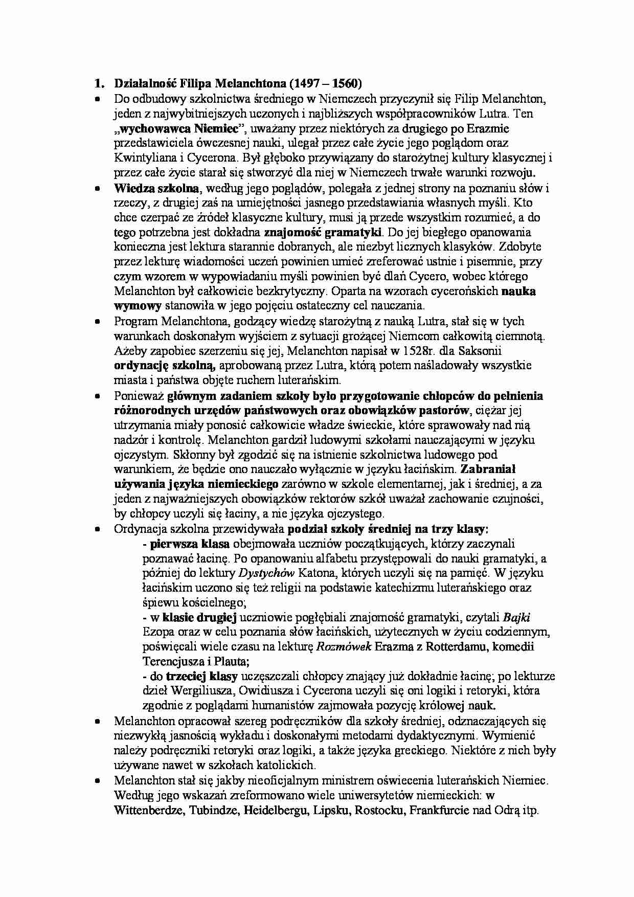 Działalność Filipa Melanchtona - strona 1