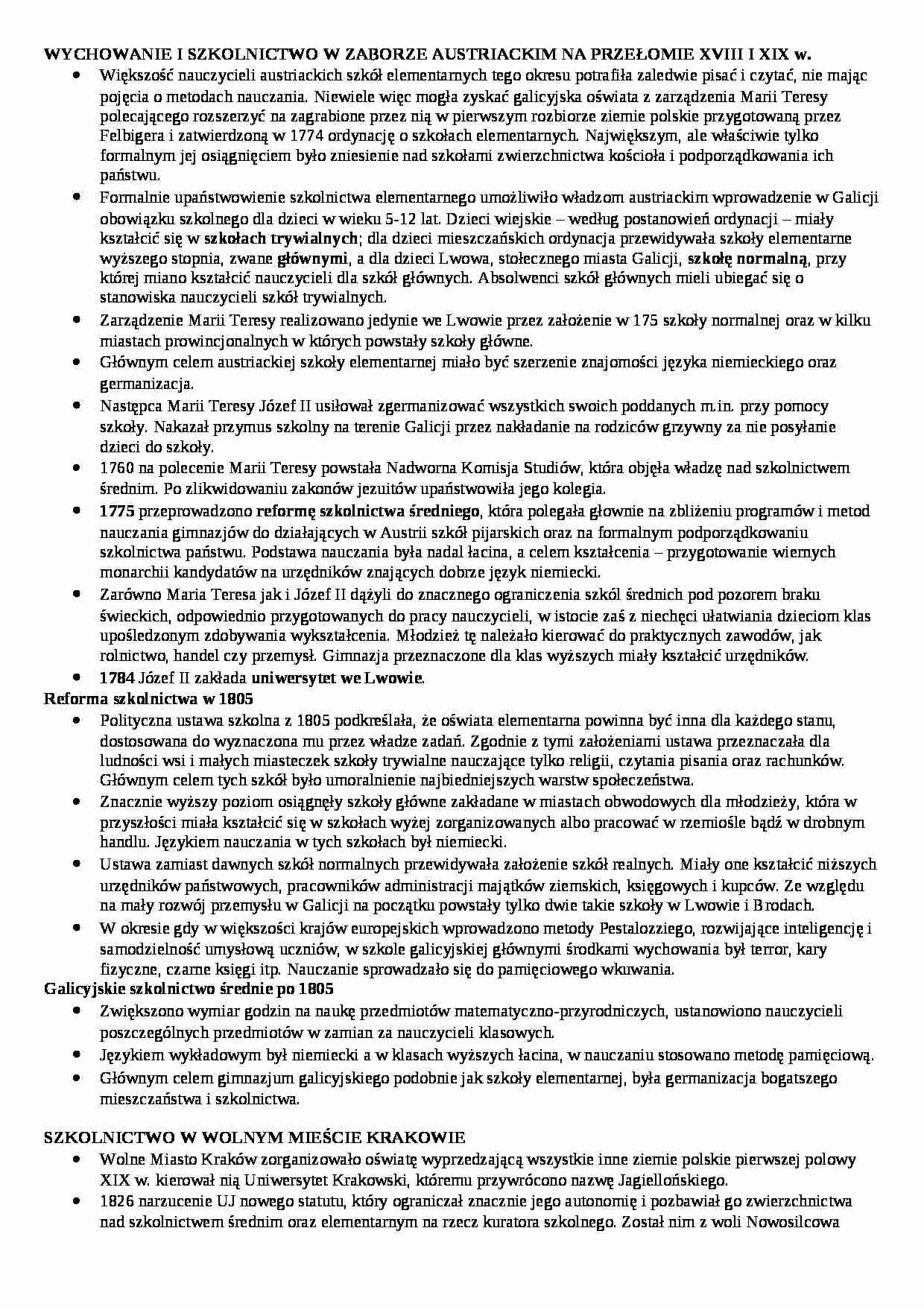 Wychowanie w zaborze austriackim - strona 1