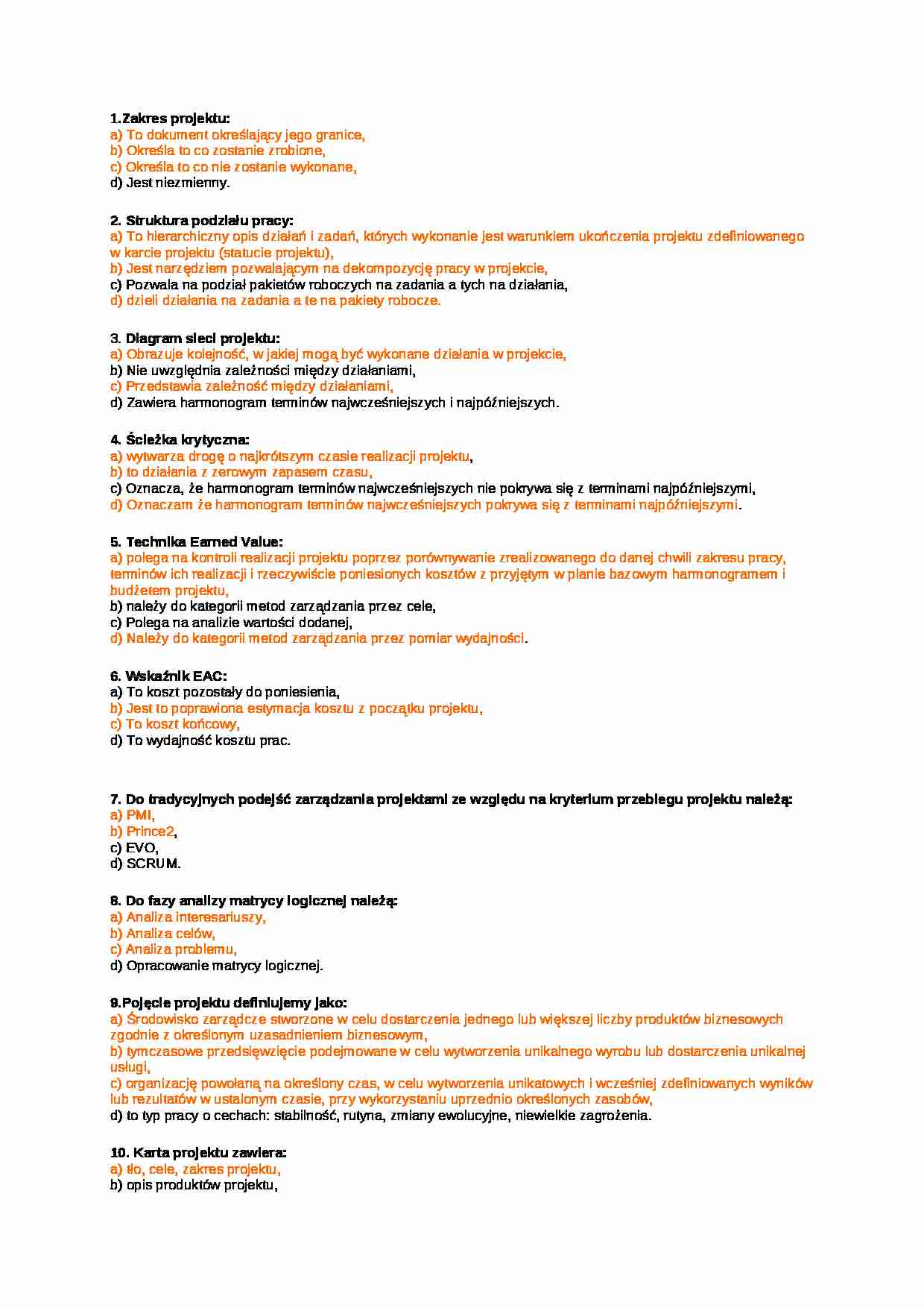 Zarządzanie projektami-pytania z egzaminu - strona 1
