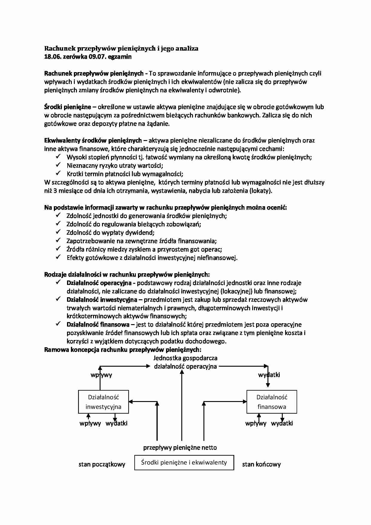 Rachunek przepływów pieniężnych i jego analiza - strona 1