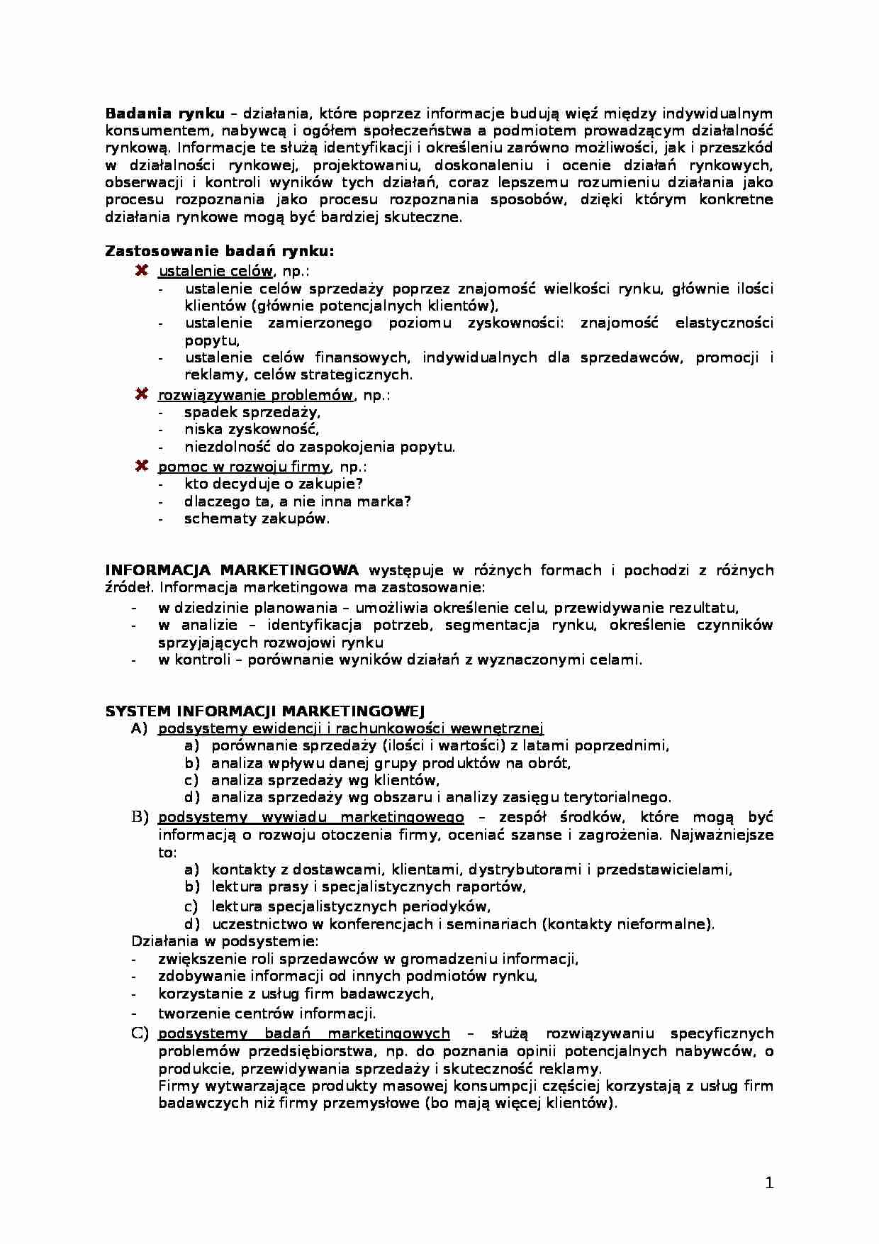 Badania rynku-opracowanie - strona 1