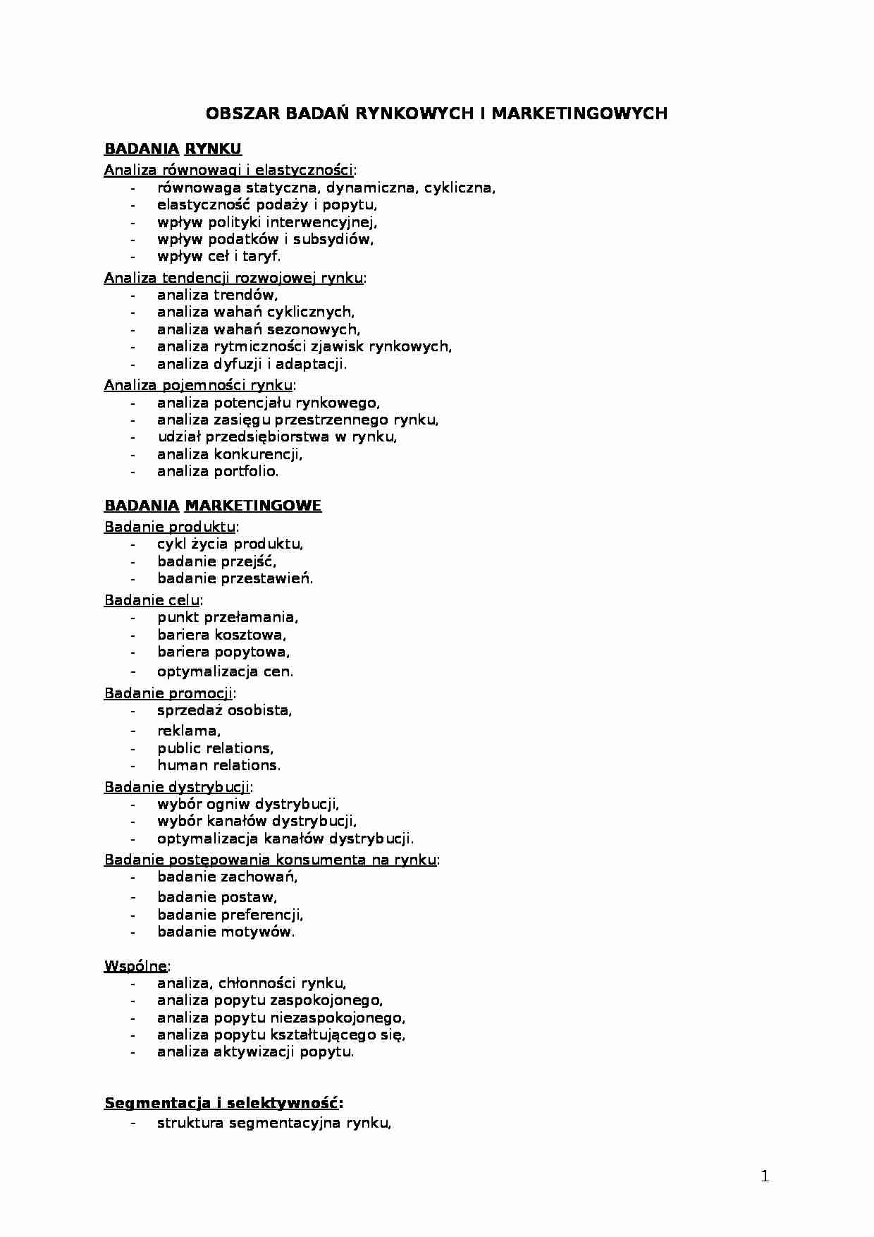 Obszar badań rynkowych i marketingowych - strona 1