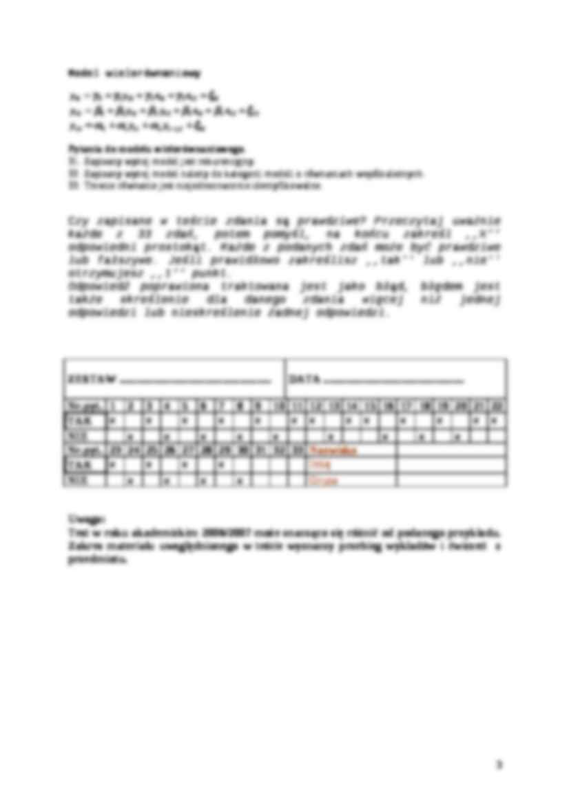 Egzamin testowy z ekonometrii - strona 3